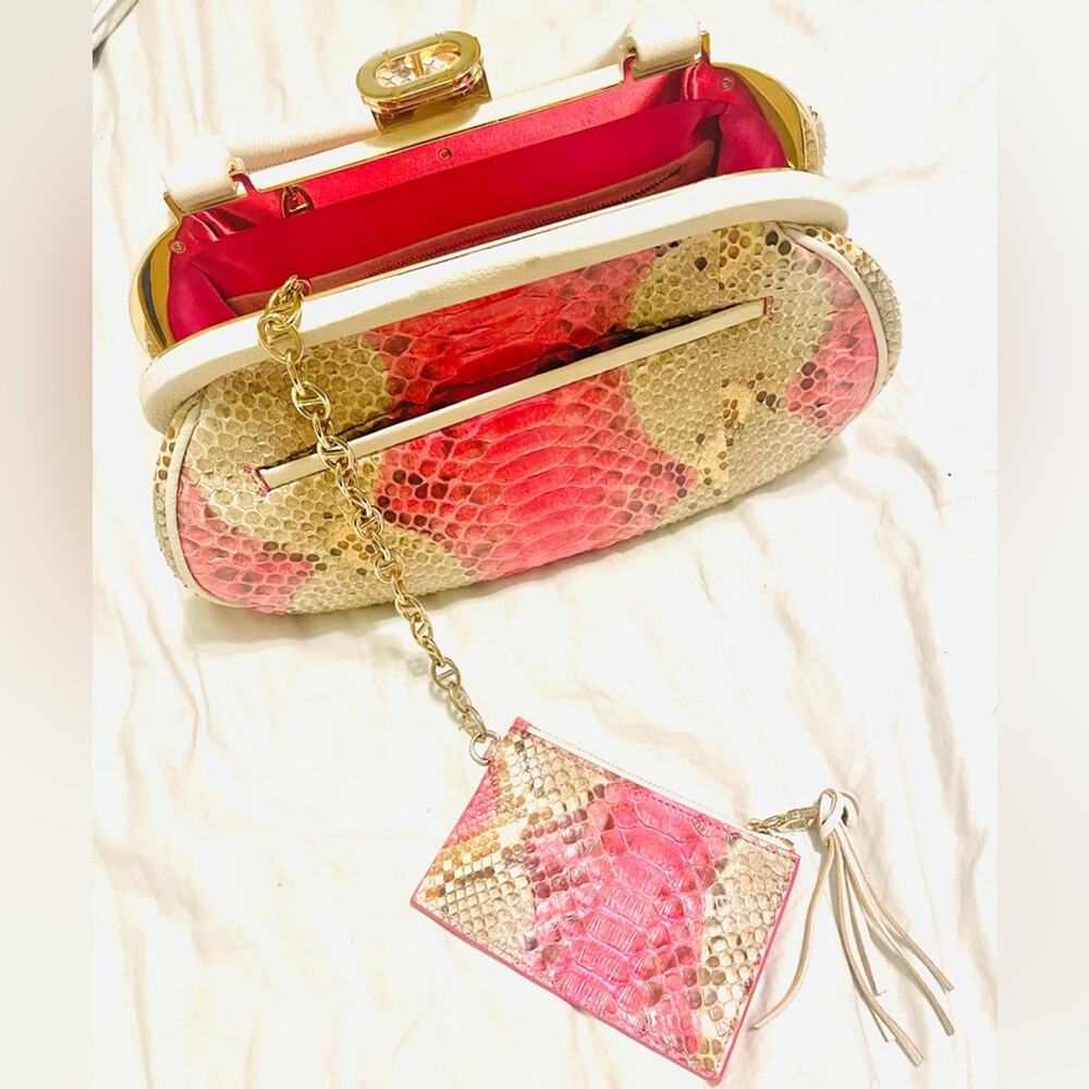 Rare Italian Python Top Handle Bag by Dee Ocleppo • Palm Beach Collection - Picture 11 of 16
